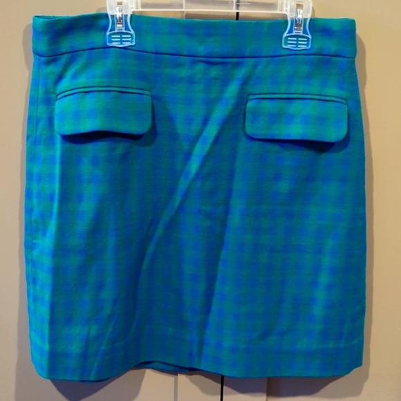 J.Crew Retro Blue Gingham Pocket Skirt NWOT - Picture 4 of 7
